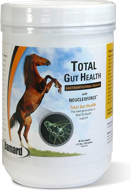 Total Gut Health Equine Digestive Support - Equine Gut Health Supplement Probiotics for Horses, Healthy Gut Vitamins, Gastric Relief, Optimum Digestive Health for Horses 1.12lb, 30-Day Supply