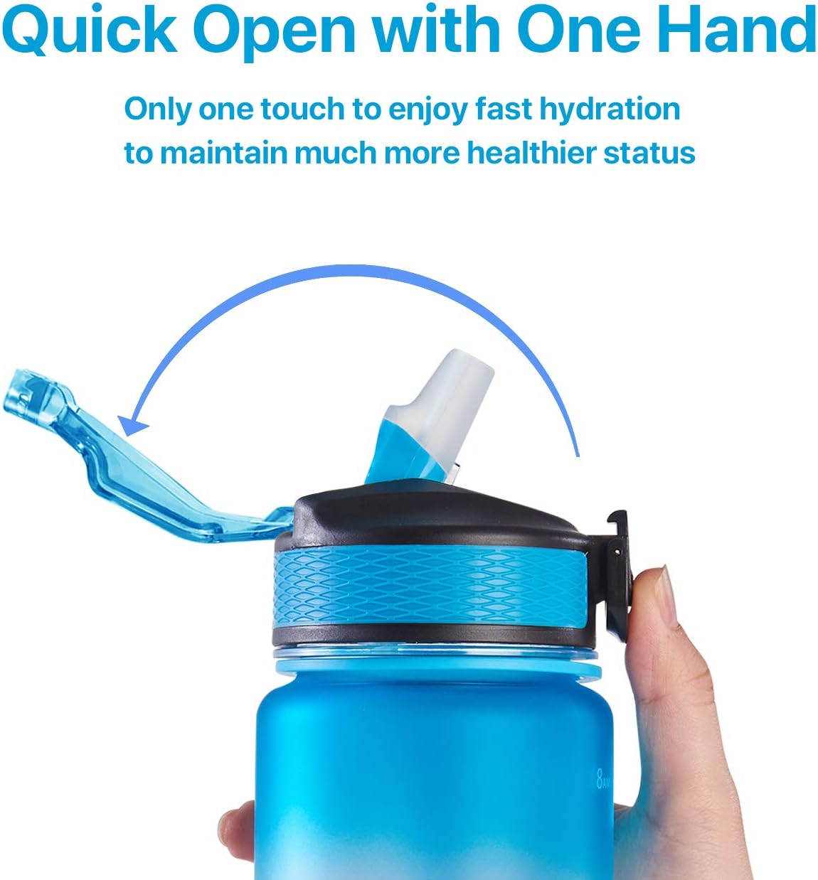 NAVTUE Water Bottle, 1L Sports Water Bottle with Straw, Time Markings, Tritan BPA free - Image 3