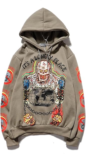 BXCNCKD Gothic Hoodie Harajuku Printed Sweatshirt Men's and Women's Hip Hop Hoodies