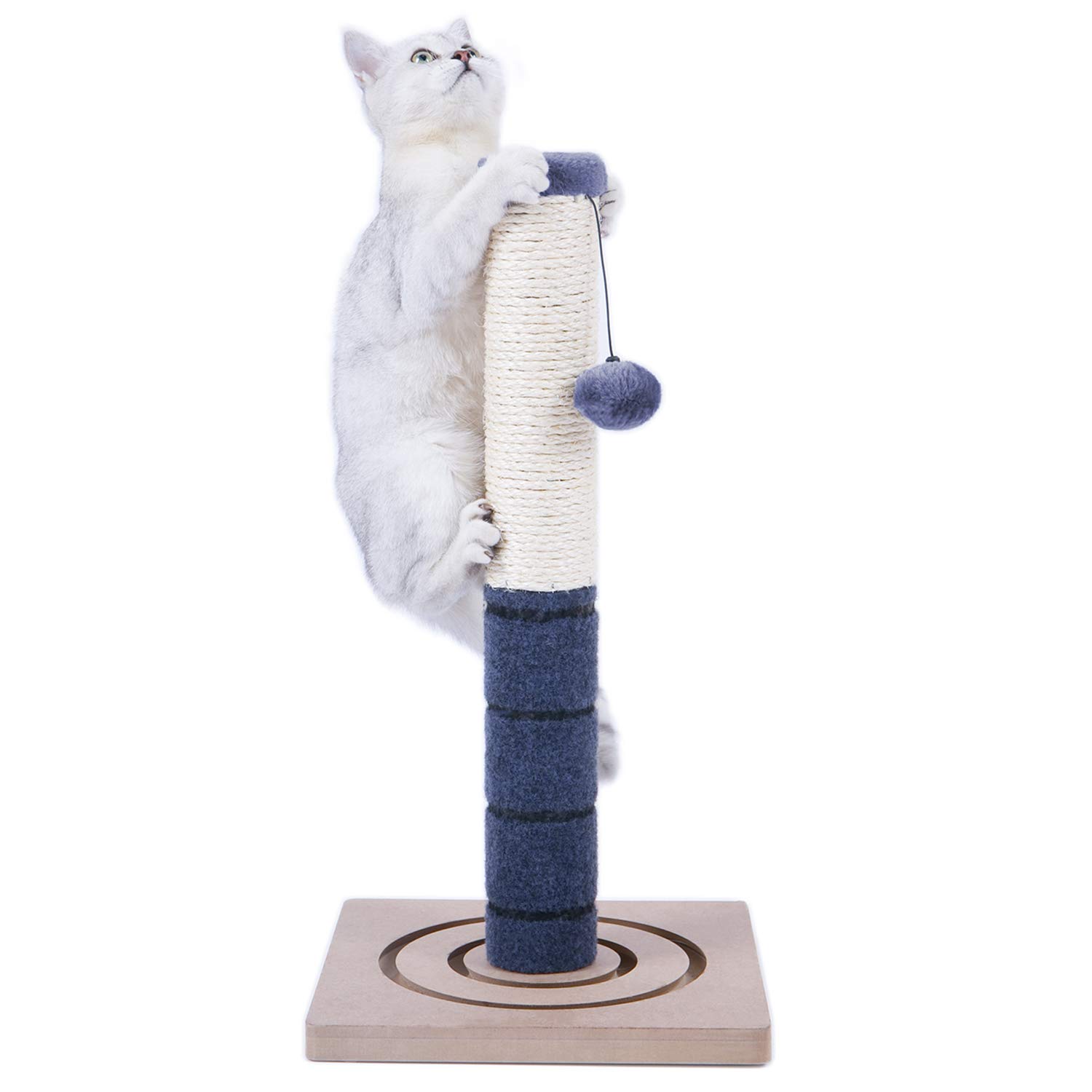 PAWZ Road 56 cm Tall Cat Scratching Post Cat Interactive Toys - Extra Post and Dangling Ball Included- Navy-22"