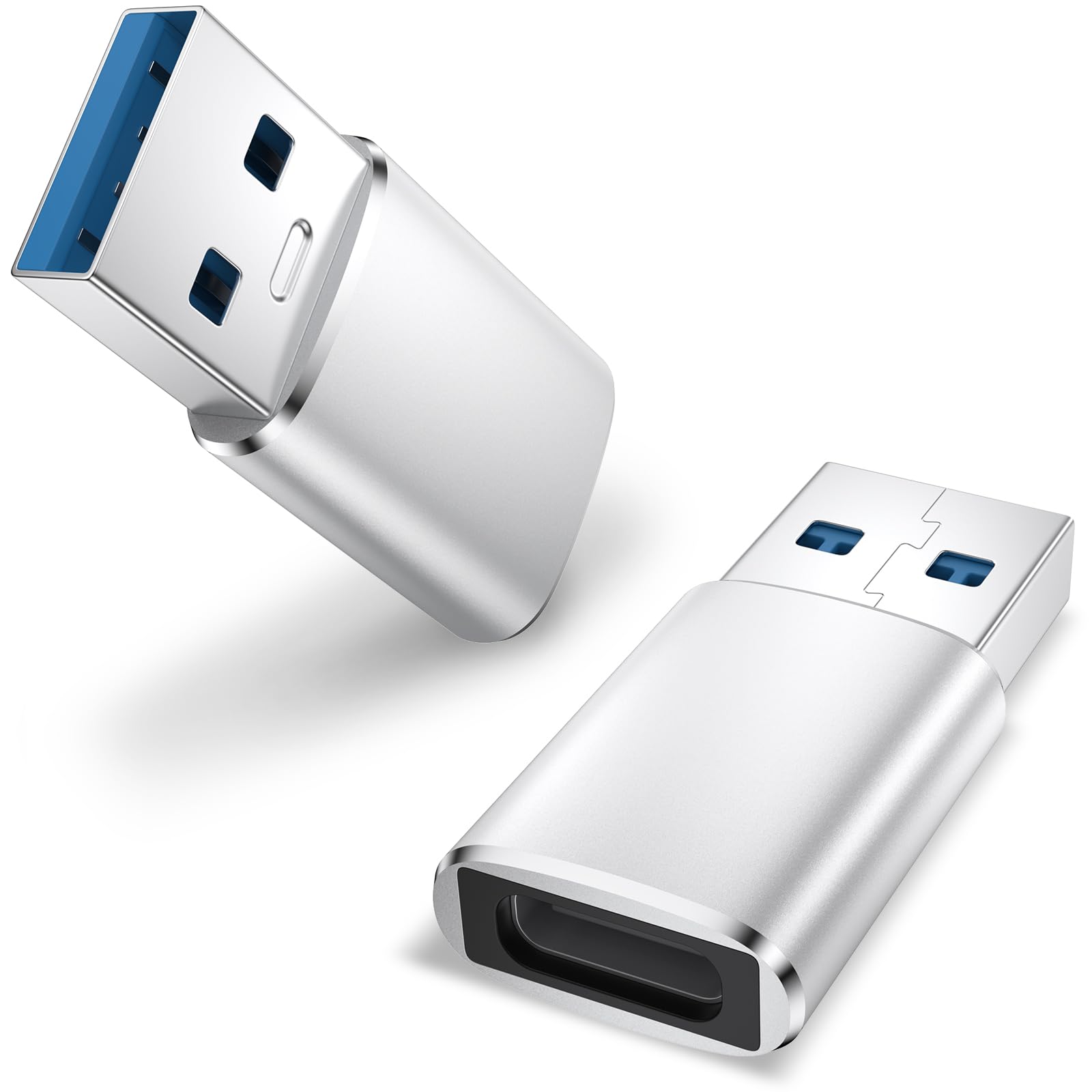 Tobfit Pack 2 USB to USB C Adapter for iPhone 16 16e 15 Car Charger Adapter 2 Pack,Type C Female to USB A Male Cable Converter for iPhone 14 13 12 Pro Max Plus,AirPods,Samsung Galaxy S25 (Siliver)-image-24