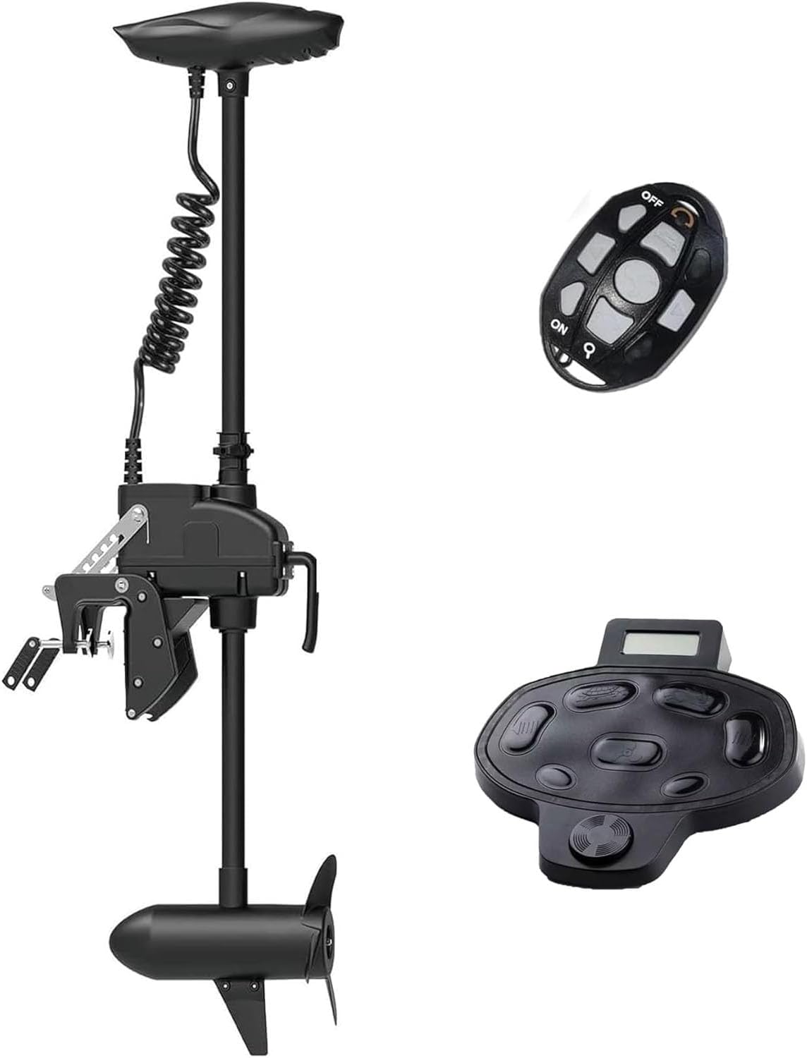 AQUOS Haswing CaymanT Transom Trolling Motor with Wireless Remote & Wireless Foot Control- 55 Lb. Thrust, 39 in. Shaft, Saltwater & Freshwater