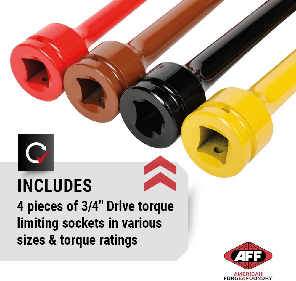 AFF 4 Pieces Heavy Duty Torque Limiting Extension Kit W/ Carrying Case, 250-475 ft/lbs, 3/4" Drive, 40300