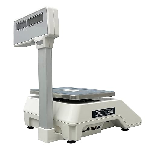 Miniatura 4 de Escala de cálculo de precios 66lb/30kg Digital Comercial Alimentos Carne Pesaje Balanza electrónica con 4 pantallas LCD Impresora térmica con un