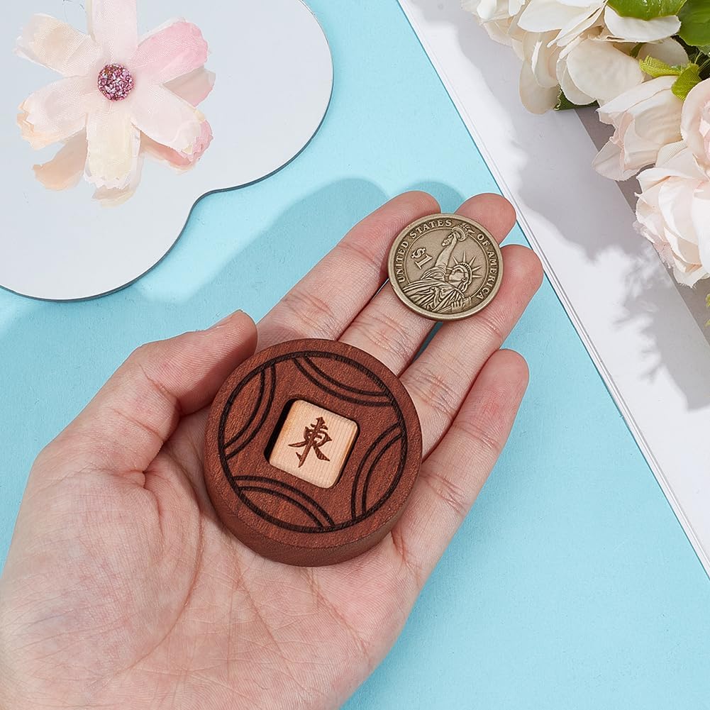 Wooden Mahjong Wind Indicator for Chinese or American Mahjong Play, Mah Jong Game Wind Bettor Game Direction Dice Essential Indicator Accessory for Professional and Casual Entertainment
