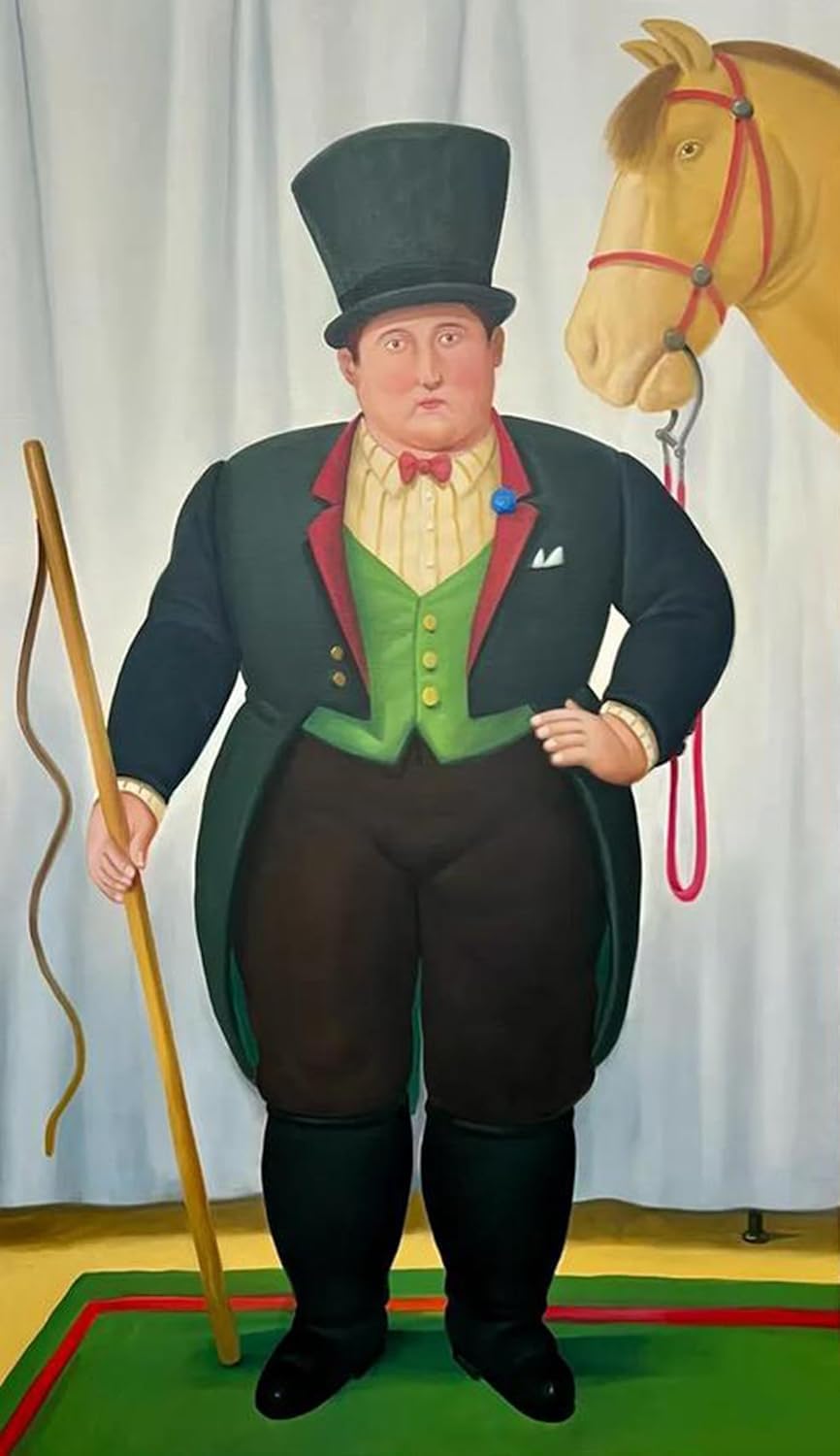 Matvsd Kohecs Fernando Botero Circus Ringmaster Canvas Wall Art for Living Room, 40x60cm, Unframed