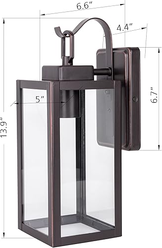 Miniatura 6 de LIT-PaTH Farol de pared para exteriores, aplique de pared como accesorio de iluminación de porche, base mediana E26 máximo 60 W, metal antioxidante