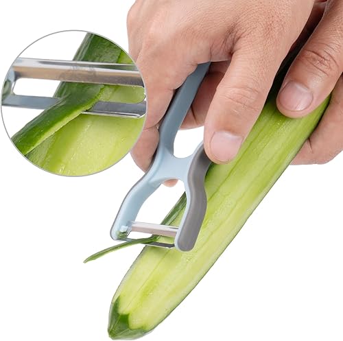 Miniatura 7 de Juego de pelador de 4 piezas con peladores rectos, dentados y julianos para frutas, verduras y trituración, acero inoxidable 304