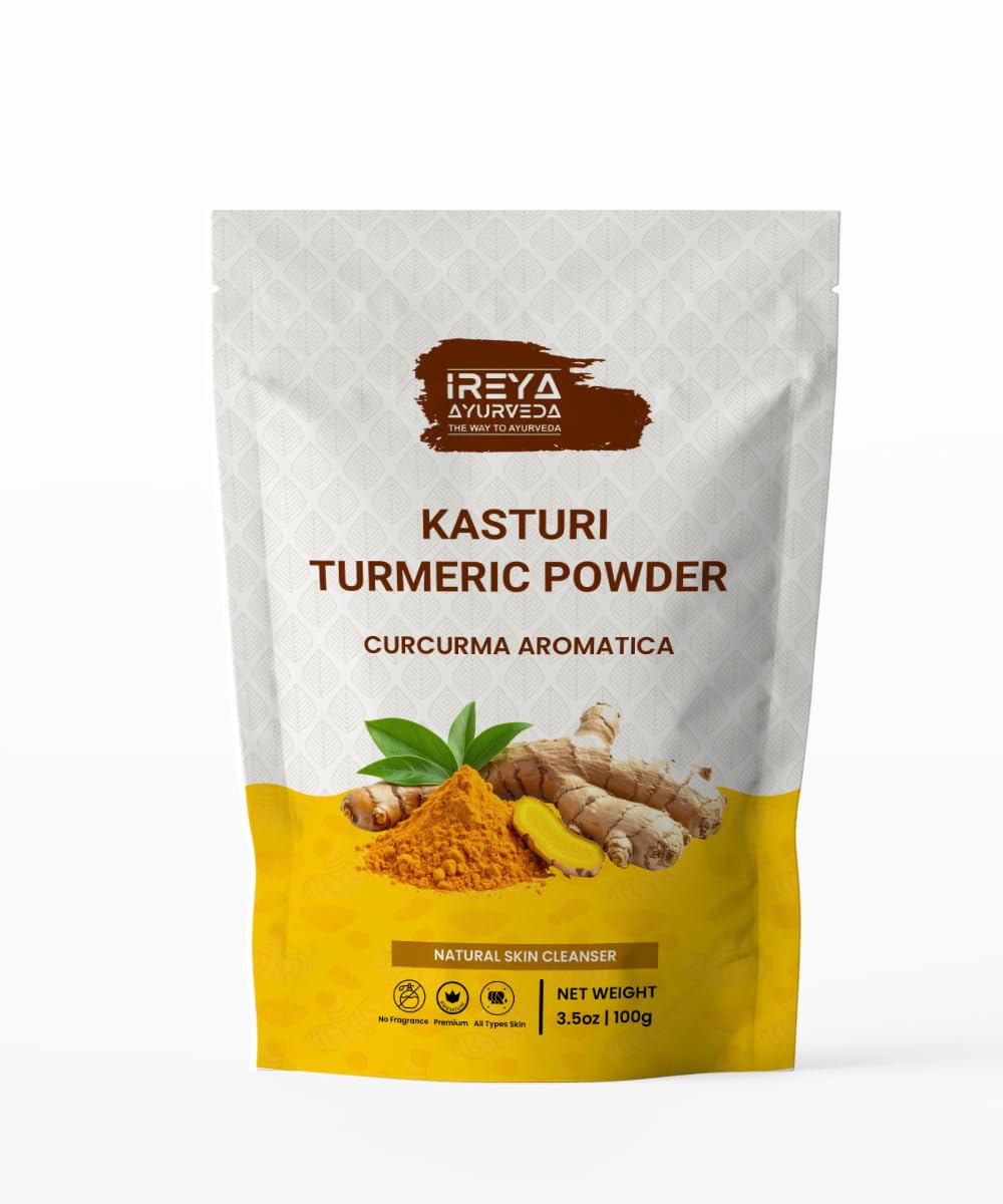 Kasthuri Manjal Powder for Skin and Face Care (3.5 oz) | Kasturi Turmeric, Wild Turmeric powder | Curcuma Aromatica | Helps in Glowing Skin Acne and Radiant skin 100g