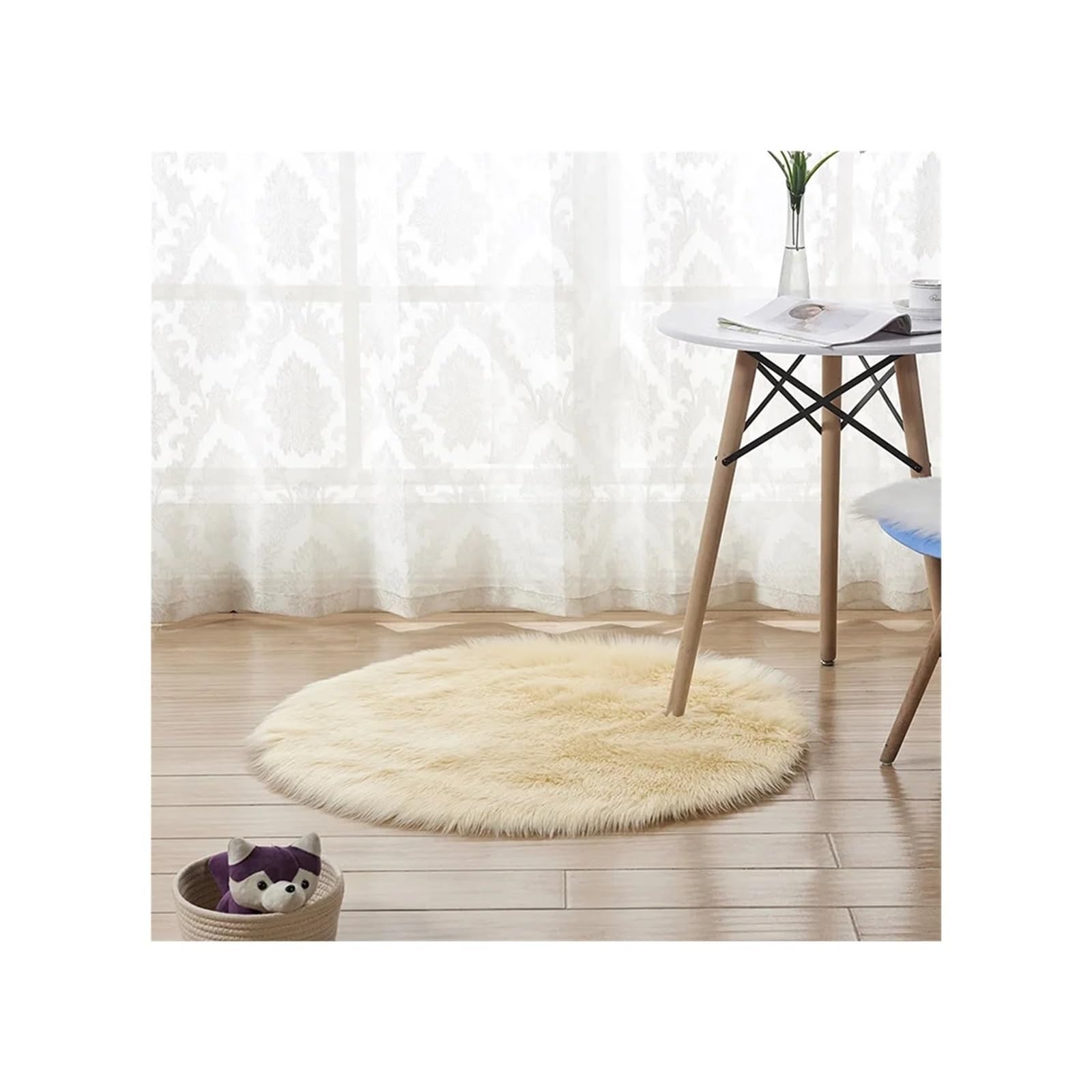 Tapis rond en peluche doux de haute densité pour chambre parentale
