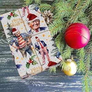 Trump Wrapping Paper Christmas-Trump Gift Wrapping Paper, Presidential Christmas Gift Wrapping(30″×72”)