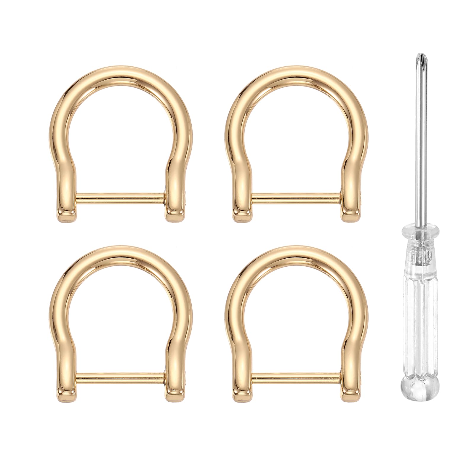 sourcing map D-Rings Screw in Shackle 3/4" U Shape Light Gold 4pcs
