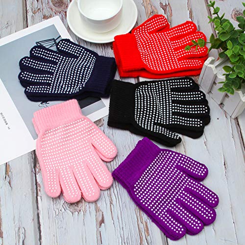 Cooraby 9 Pairs Kids Anti-skid Magic Gloves Winter Warm Stretchy Knit Gloves for Boys or Girls4