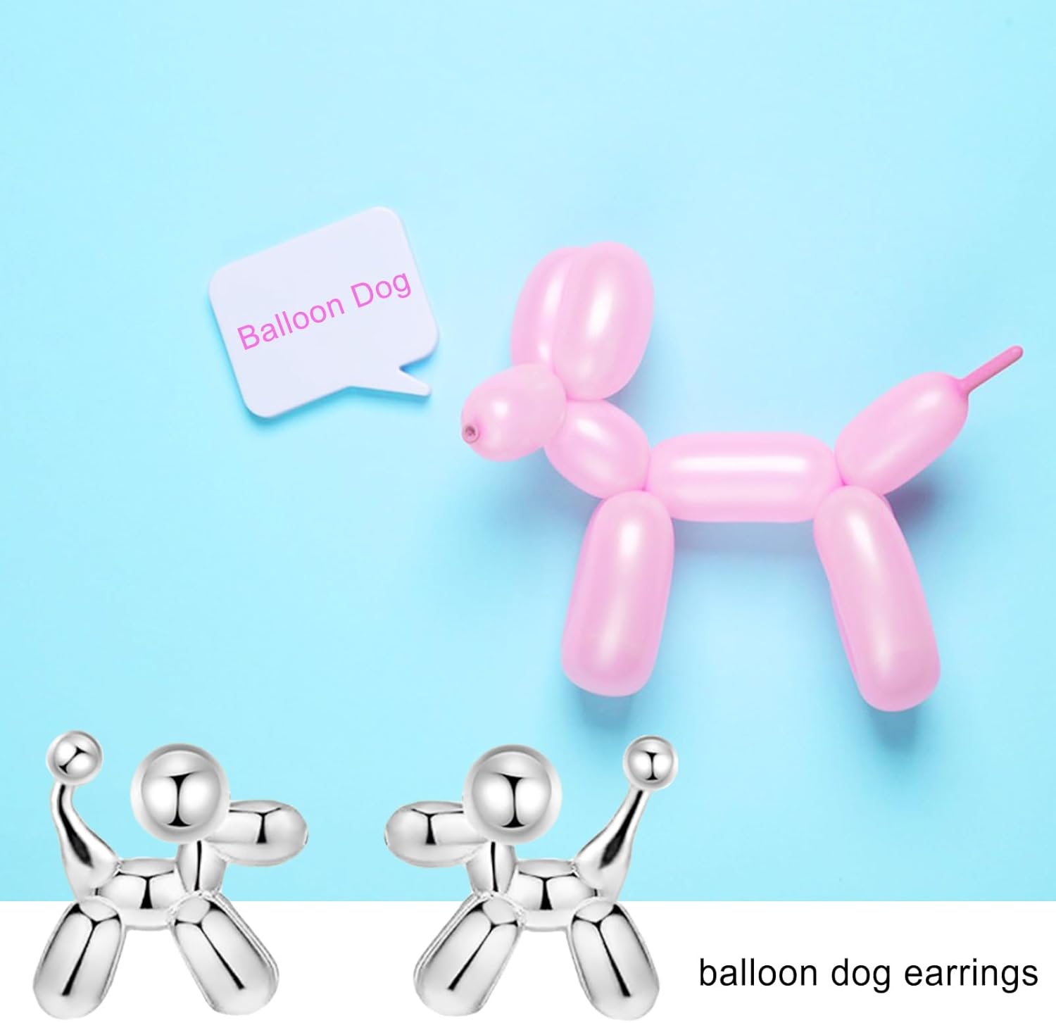 Tiny Balloon Dog Stud Earrings for Women Hypoallergenic Cute Push Back Small Studs Cartilage Tragus Post Dainty Minimalist Pet Animal Piercing Earring Birthday Jewelry Gifts - Image 3