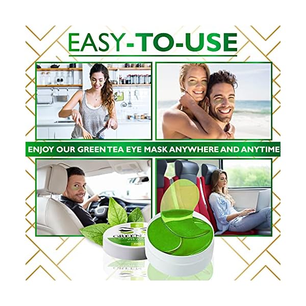 Premium Green Tea Matcha Under-Eye Patches for Puffy Eyes and Eye Bags - Anti-Wrinkle Under-Eye Mask for Dark Circles and Puffiness with Hydrating Effect - Hyaluronic Acid and Collagen Eye Pads