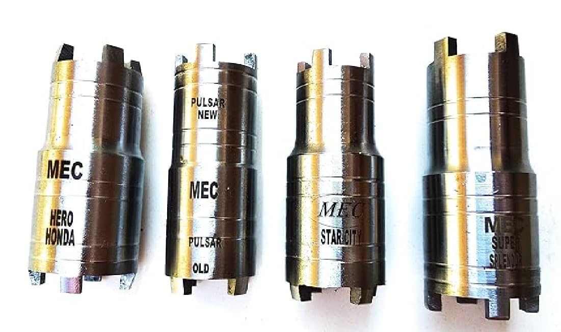 MEC® 4Pcs Set Double Ended Clutch Nut Spanner for Motorbike Repairing Tool for Pulsar, Hero Honda, Super Splendor, TVS Motorbikes made on CNC Machine Hardened and Tempered Steel