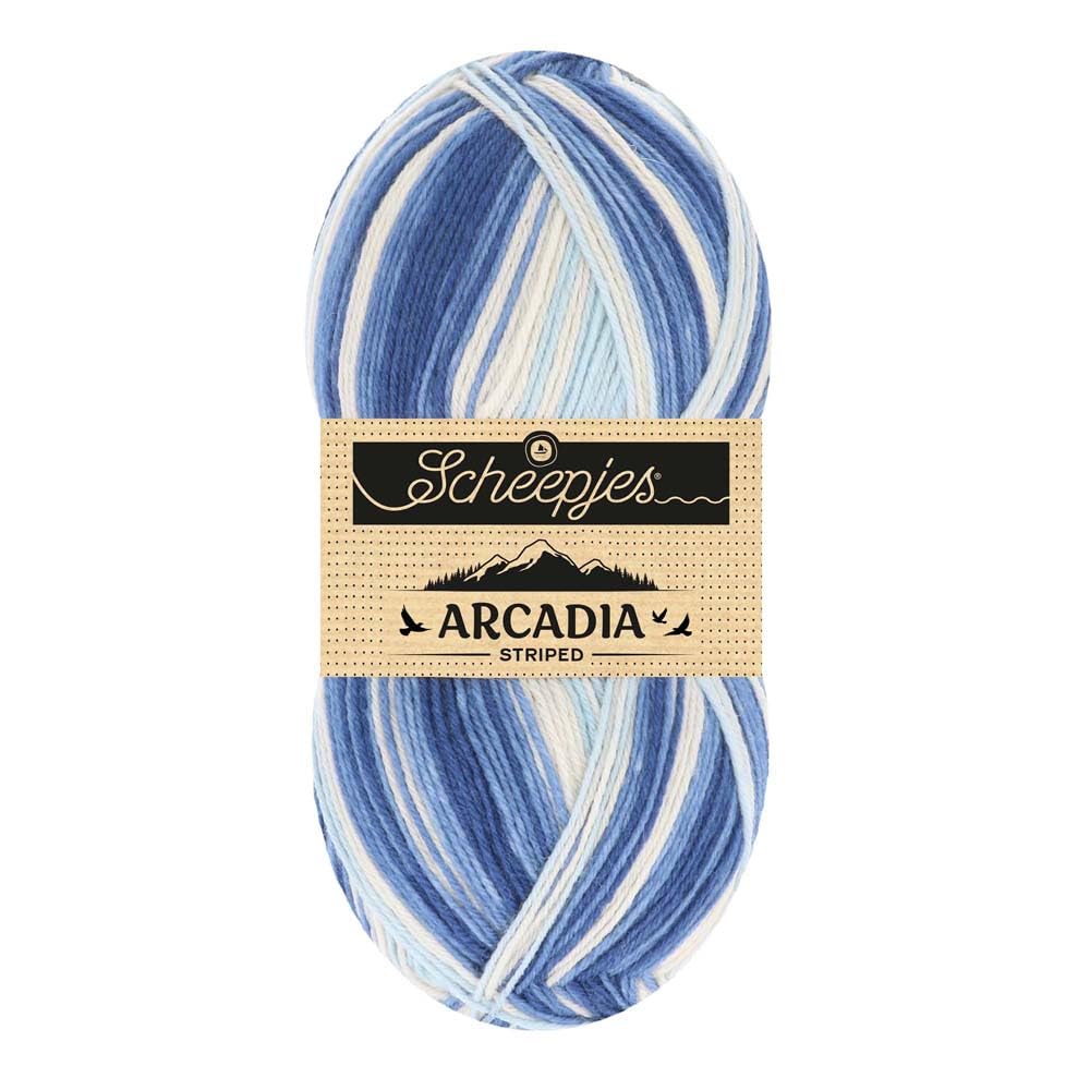 Scheepjes Arcadia Striped 100g - 917 Ocean, Blue and Beige Yarn