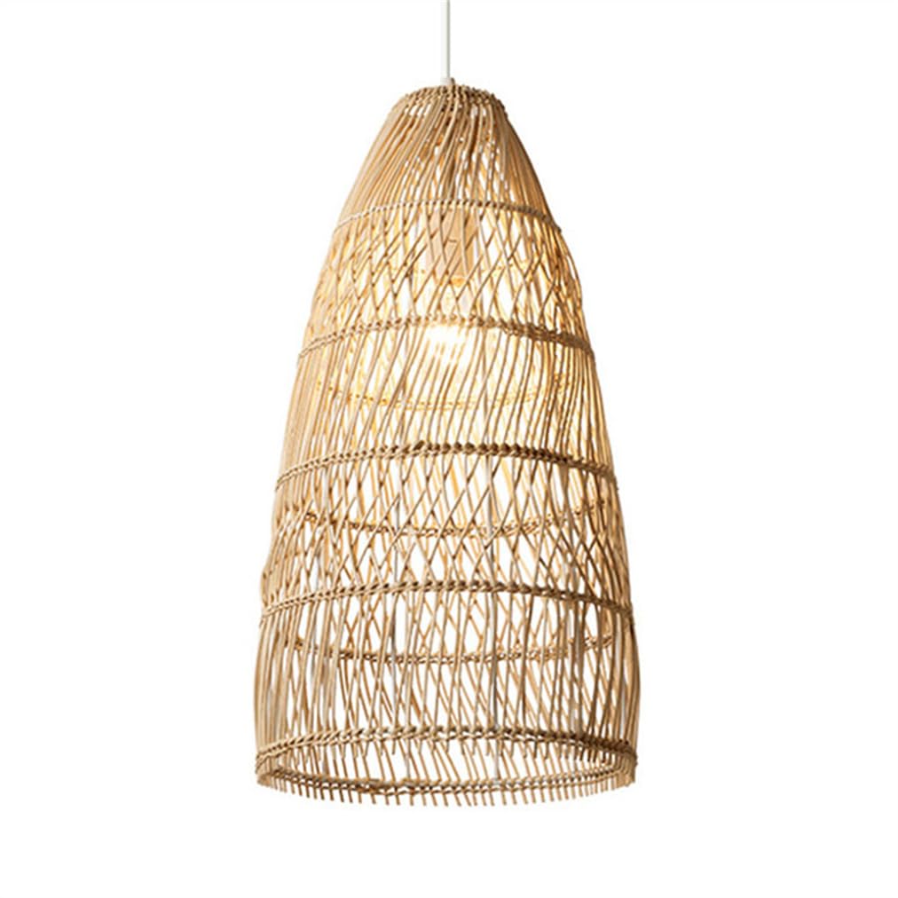 LYMSXAZOU Hanging Rattan Chandelier Farmhouse Ceiling Lampshade H20.8in Rustic Wicker Basket Pendant Light Modern Boho Dining Hallway Bamboo Fixture