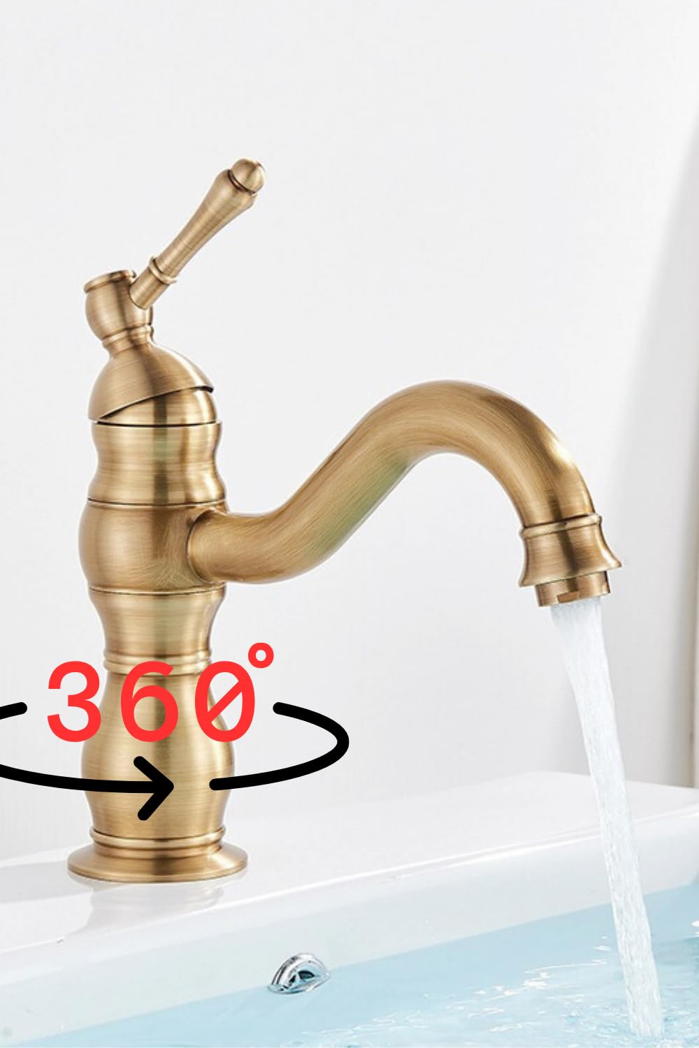 Ari Juego de grifos de baño retro con grifo de lavabo, sistema de ducha de lluvia y válvula de desagüe Click-Clack estilo antiguo con cartucho de cerámica, latón (latón, bajo)