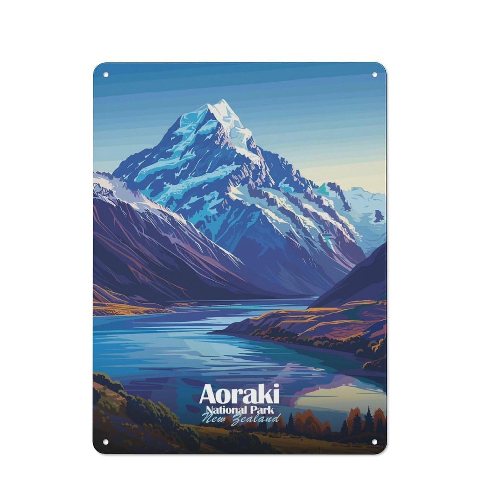 Junmoney Aoraki National Park, New Zealand Smart Office Metal Sign 40X30cm, Study Room Decor For Home Office, Reading Corner Or Bedroom