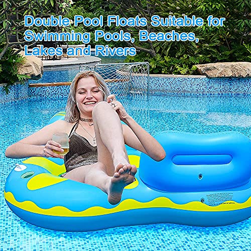 X Xben Double Pool Floats For Adults, 2 Person Pool Raft For Swimming Pool With Cup Holder And Handles,Floating Lounge Chair With Headrest, Portable Pool Hammock Floaties With Mesh Bottom For Kids #TOP5