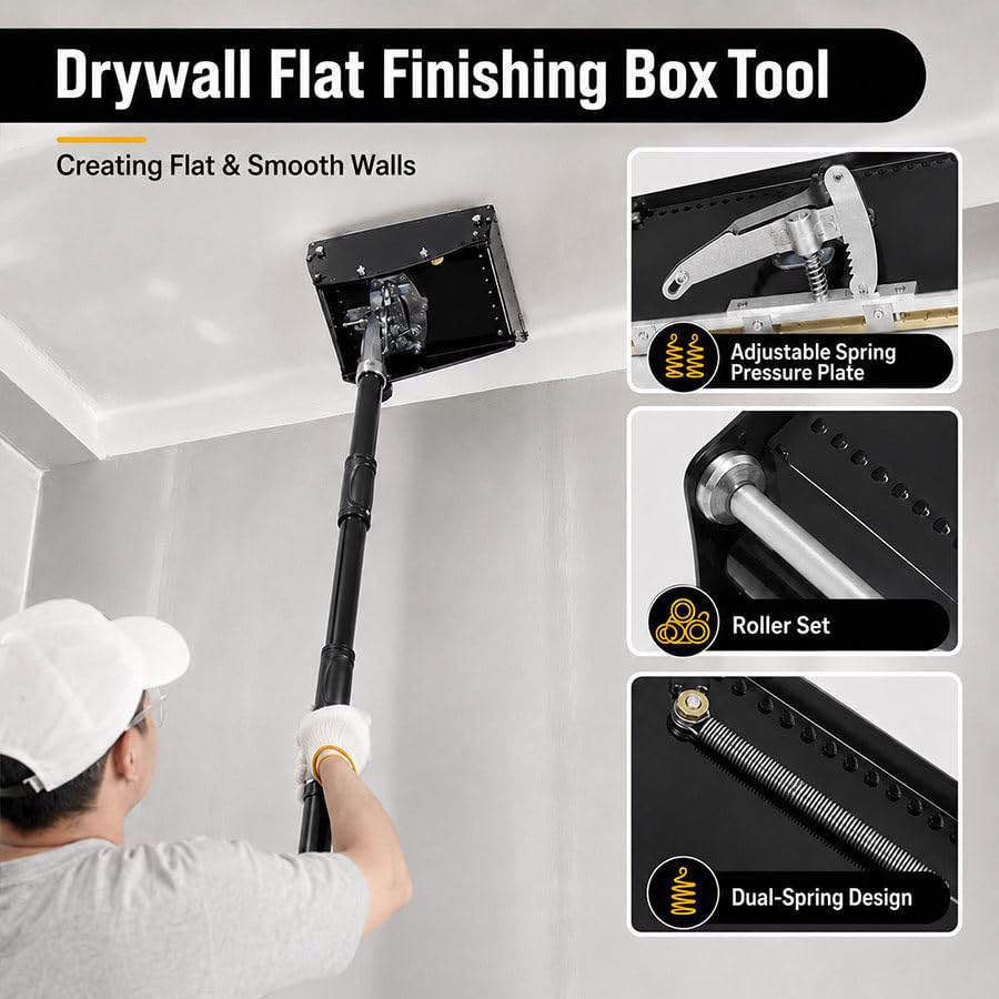 Trockenbau-Finishbox mit Aluminiumkörper und Rutschfestem Handgriff 12in | Aluminiumrahmen,Edelstahlklinge und Winkelsteuerung Verteilen Spachtel Gleichmäßig auf Wänden,Decken und Reparaturflächen