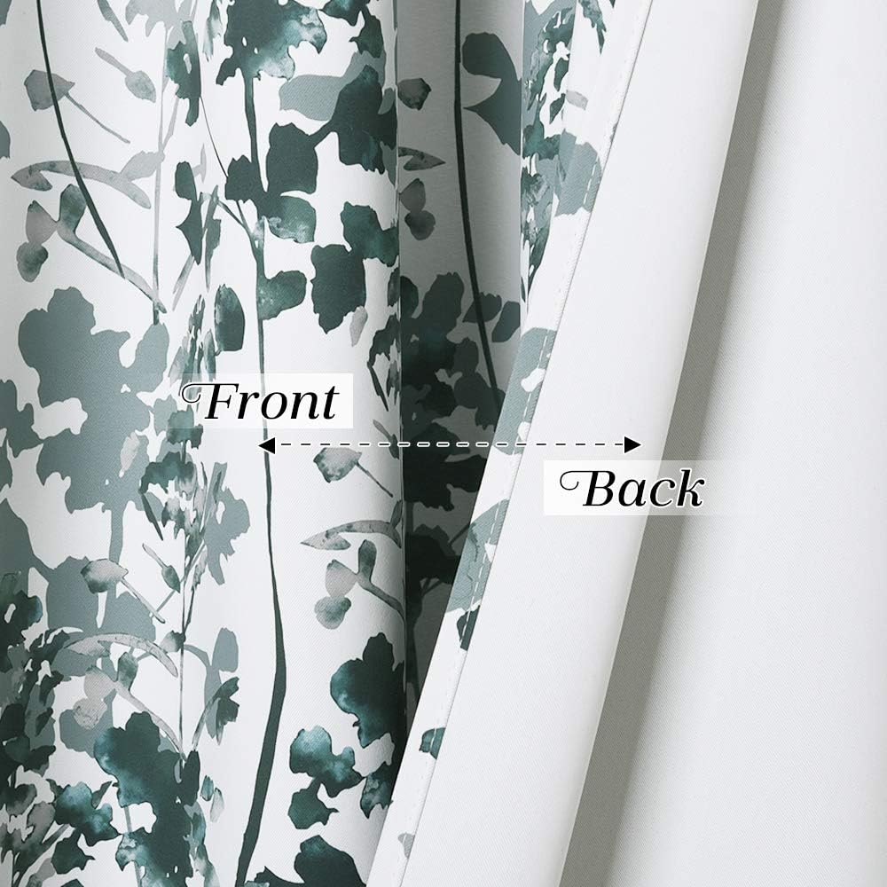 KGORGE Half Window Curtains for Kitchen - Country Curtains Watercolor Painting Thermal Insulated Room Darkening Draperies for Bedroom Dining Bathroom, 2 Panels, W 52 x L 36, Green