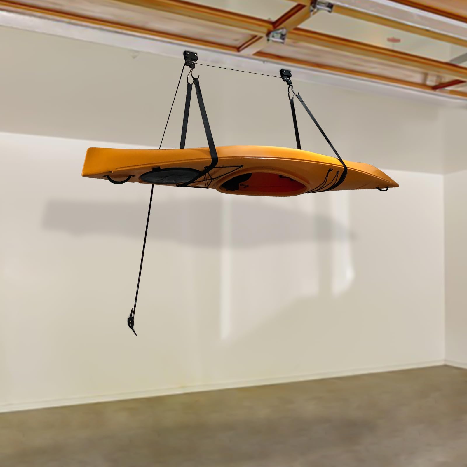 Système de Poulie au Plafond pour Kayak, Grande de Charge 57kg, Économie d'Espace, Convient à Salles de Stockage, sous-sols, Garages