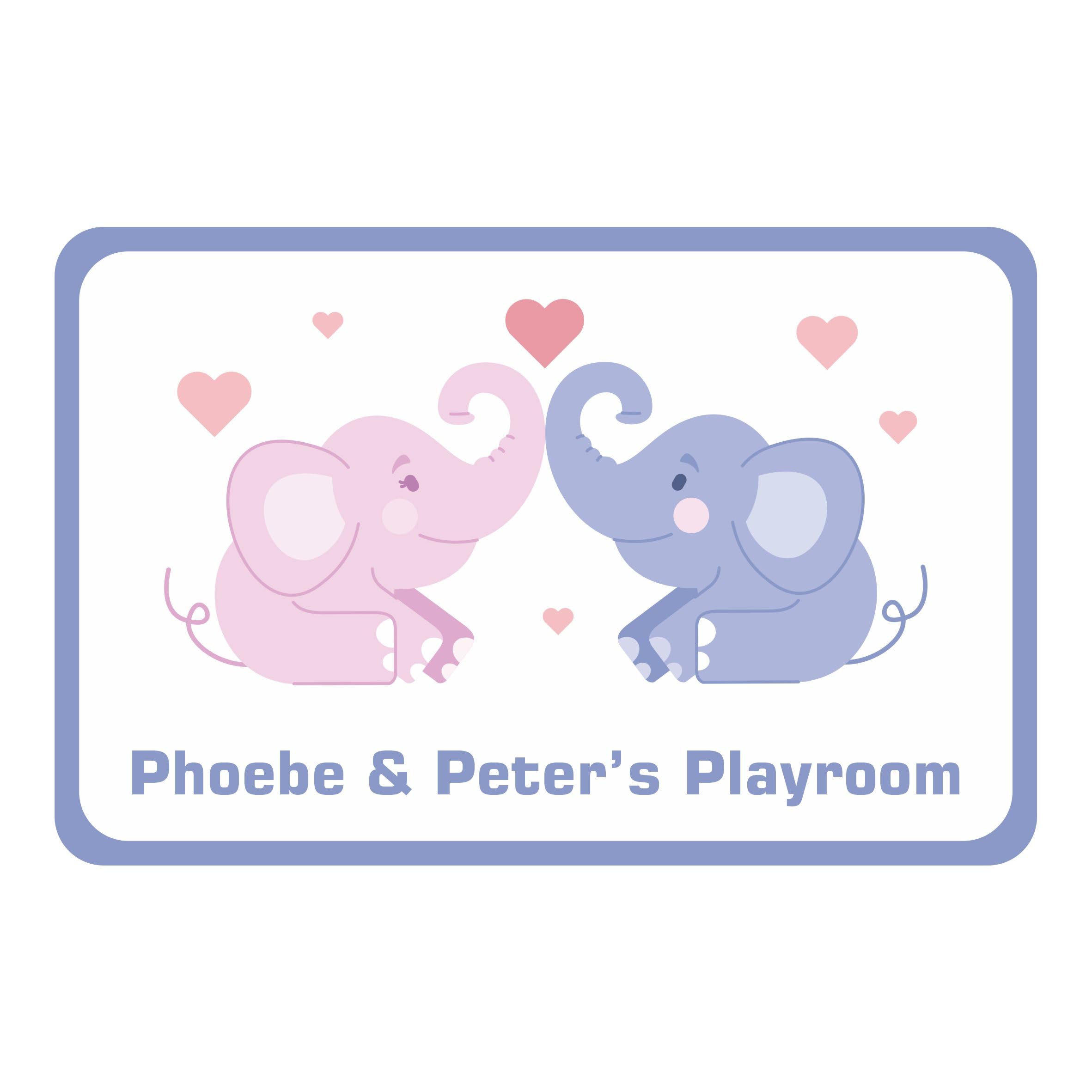 Precision Designs Girls Pink, Grey Two Elephants With Hearts Kids Bedroom Door Sign Personalised For You - Any Name! Door Plaque,/Boys,Nursery,Decor,Kids Room,Animals