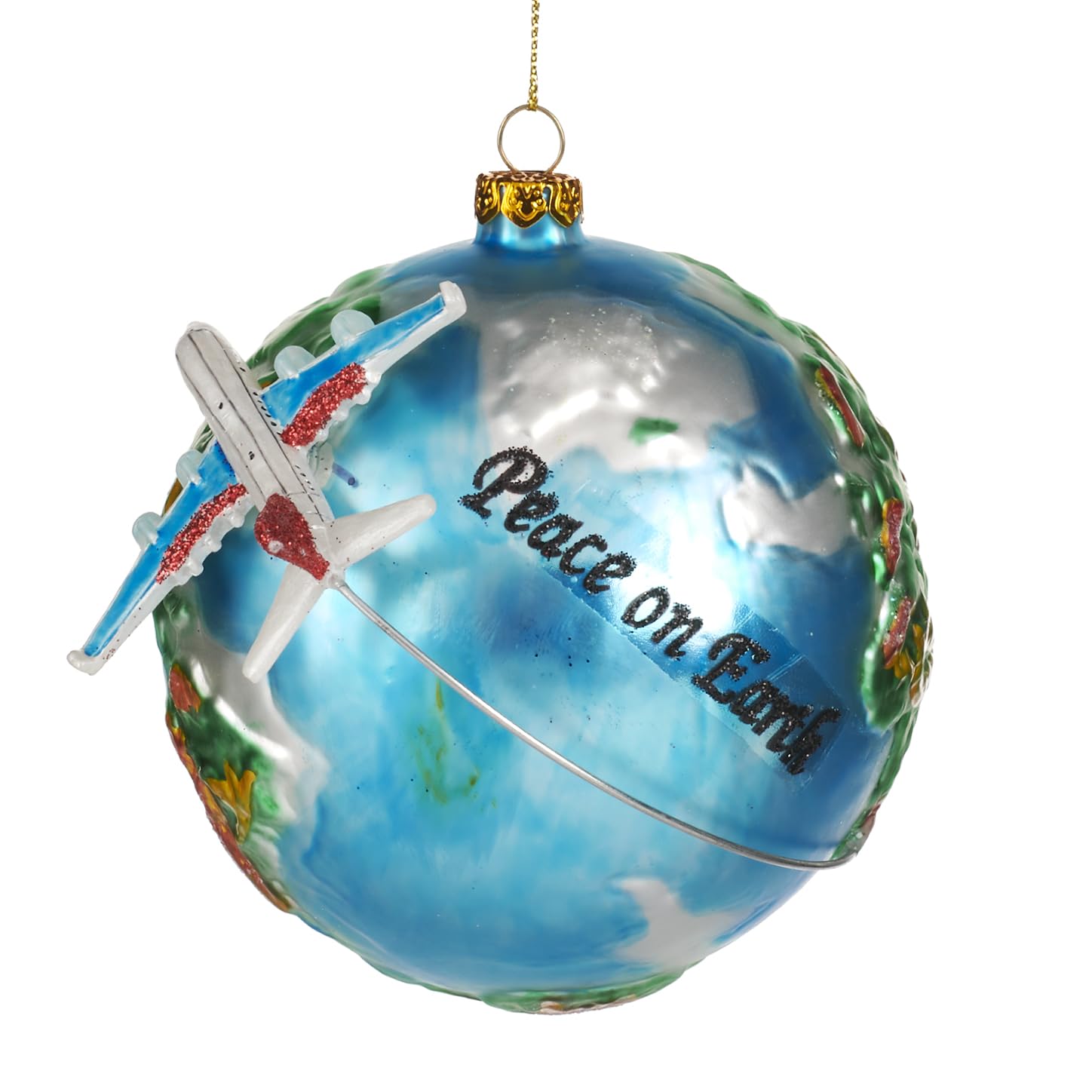 Goodwill 12 Centimeter Glass Travel Globe with 3D Plane Bauble