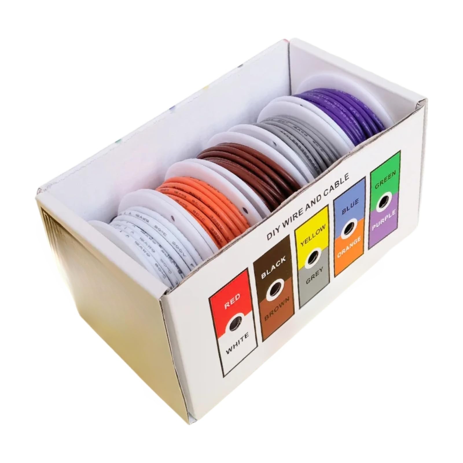 (5 kolorów Mix Kit) UL1007 PVC Cable 16 18 20 22 24 26 28 30AWG (Box 2; 18AWG 5 m x 5 rolek)
