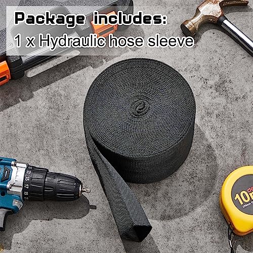 Image of Hanaive 26 ft Nylon Hydraulic Hose Protector Sleeve Tig Torch Cable Cover Black Protective Cover Hose Sheath Hydraulic Wrap Cutting Wire Sheath Sleeve Management Wrap for Cord Tig(2.5 Inch Id)