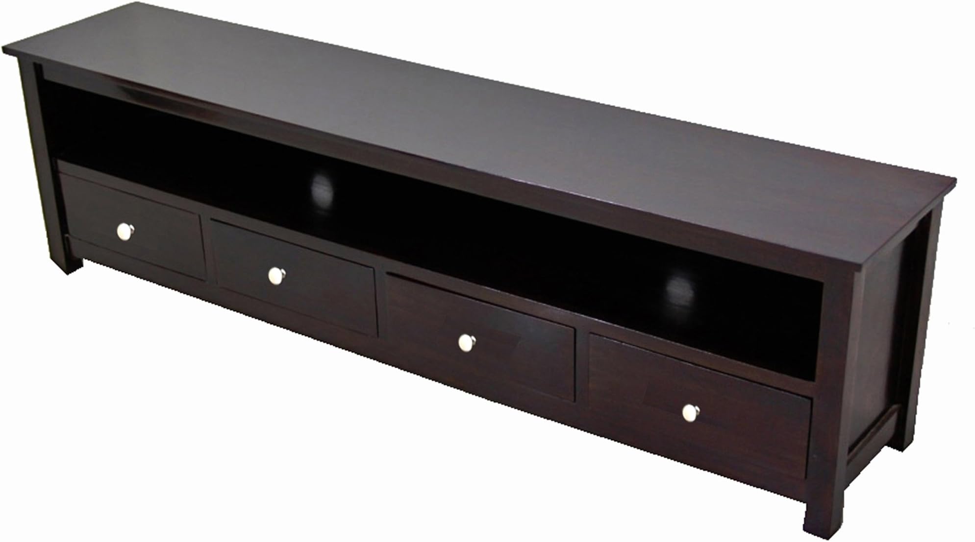 DAINTREE Timbertaste Sheesham Wood 1.96 Meter Dolly 4 Draw TV Unit Cabinet Entertainment Stand (Dark Walnut Finish)