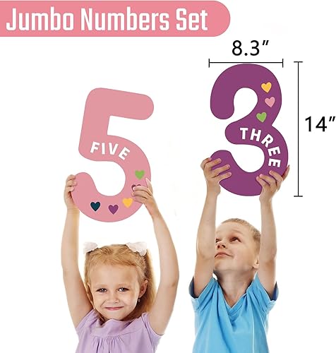 Vista 23 de Qyeahkj Tablón de anuncios de números gigantes, cálidos, bohemios, para aprendizaje educativo, carteles de matemáticas para niños pequeños, póster