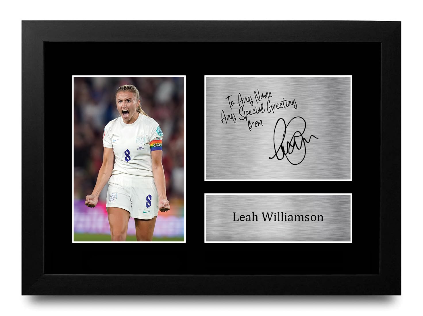 HWC Trading Leah Williamson England Personalised Gift - Signed Autograph Picture, Framed A4 Football Memorabilia with Custom Name Message for Birthday Christmas Wedding — image 1