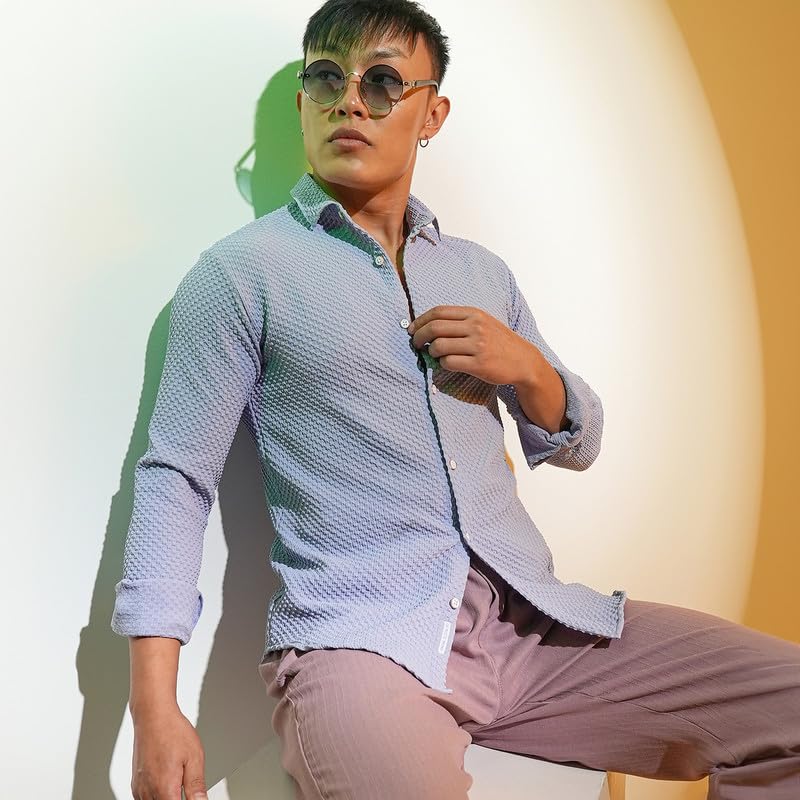 Image of CAHOOT Men's Solid Utility Shirt | Casual Wear | Spread Collar | Long Sleeve | Button Closure | Shirt Crafted with Comfort Fit for Everyday Wear