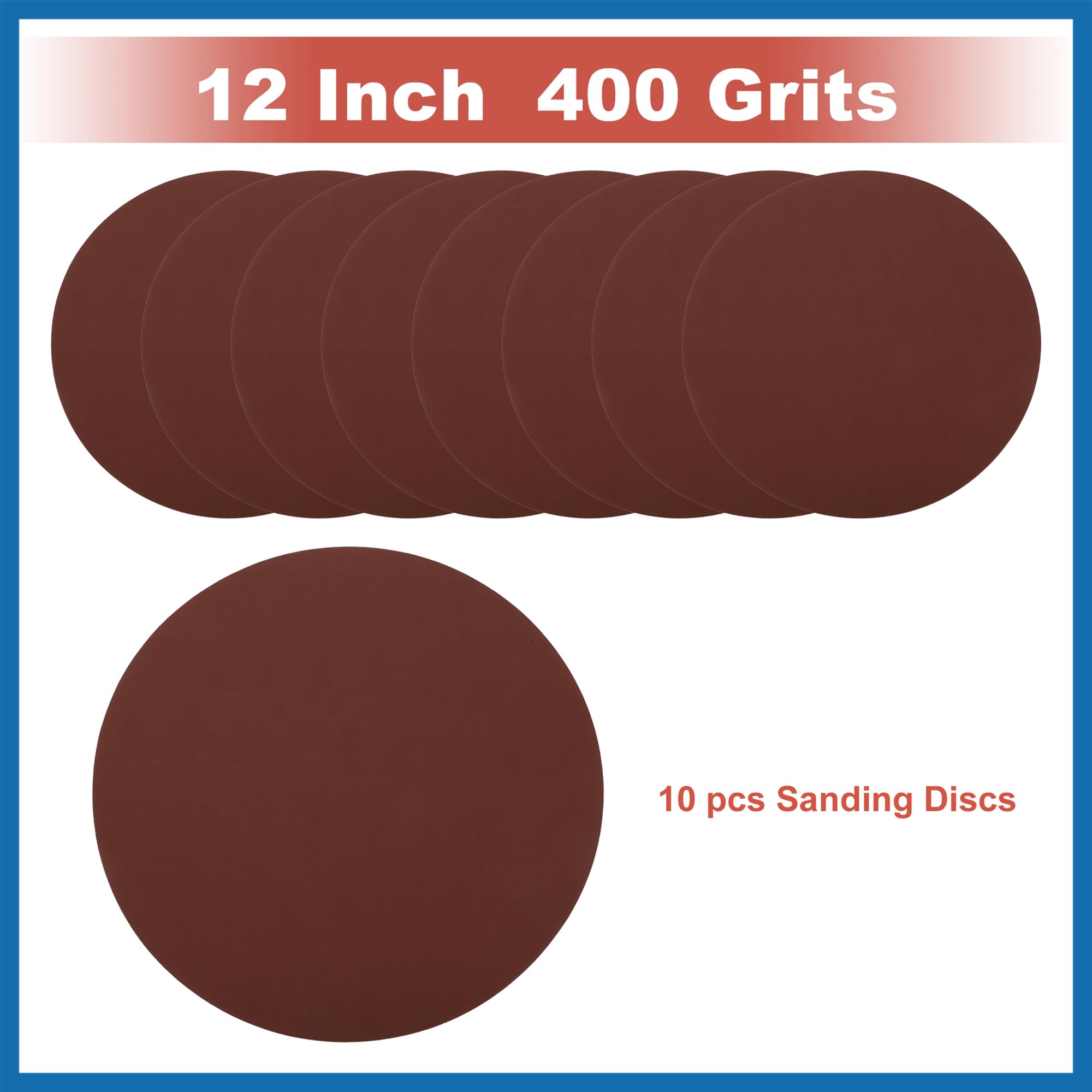 A ABSOPRO 12 Inch Sanding Discs Round Hook and Loop Sandpaper 400 Grits - 10 PCS Item Replacement, Red, 12inch - Image 4
