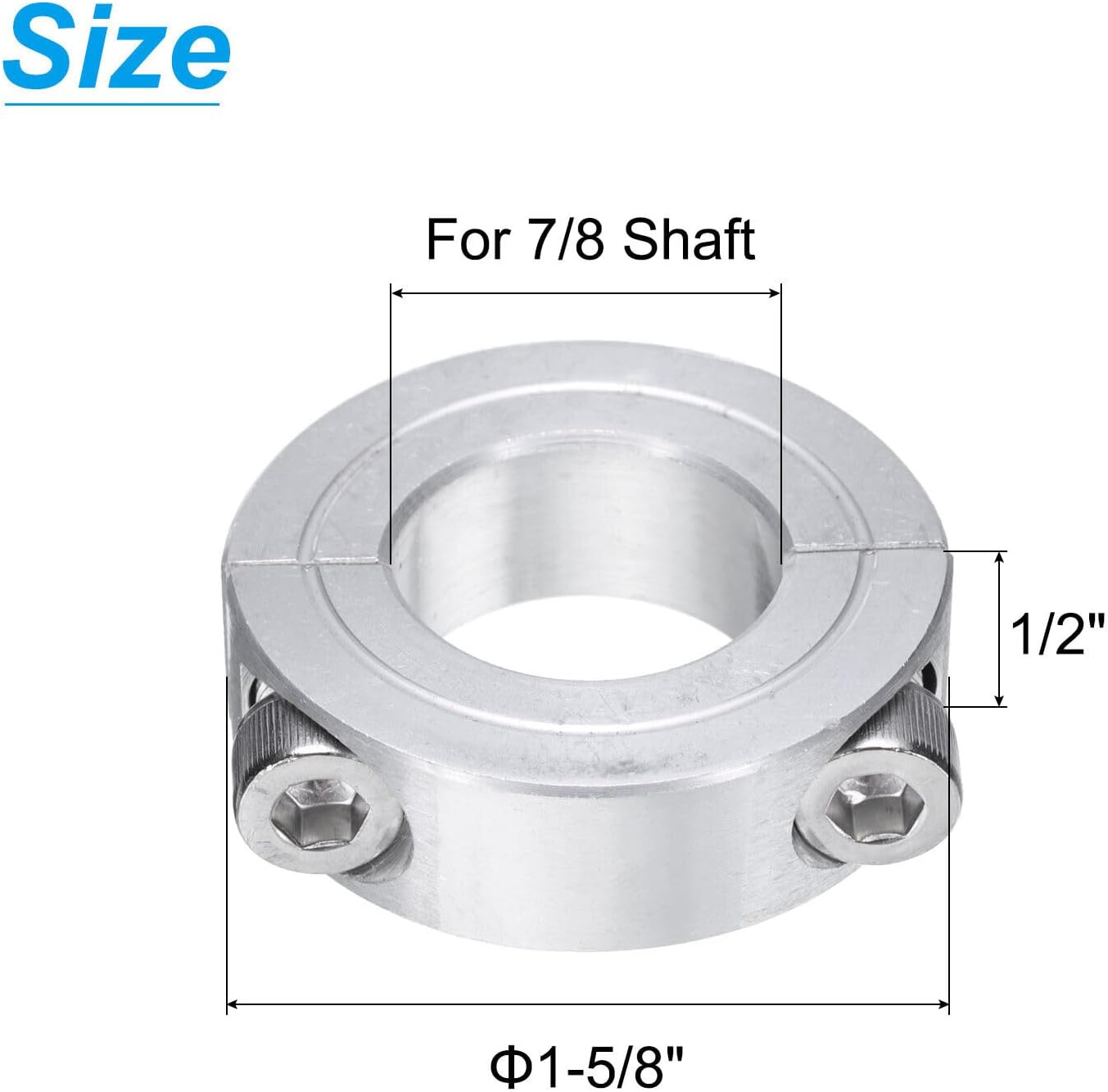 Toolparts And Accessories 2pcs Double Split Shaft Collar 7/8" Bore Aluminum Clamping Collar 1-5/8" OD (#CN#130824-09471)