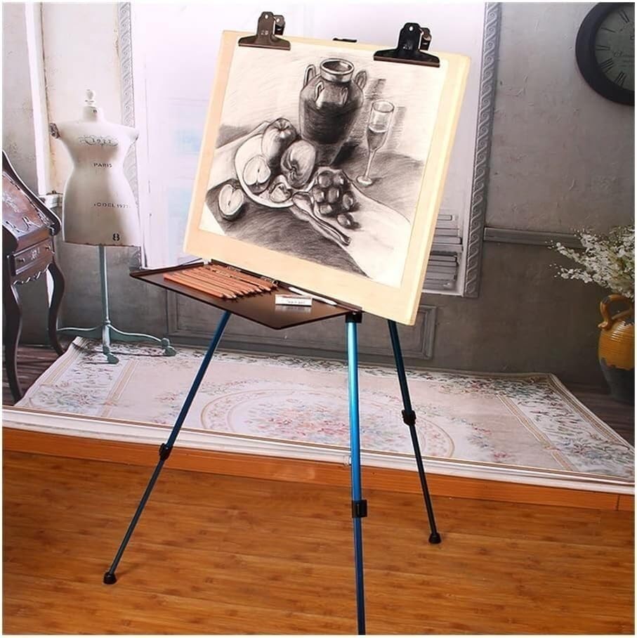 CONGRUI Faltbare, leichte und stabile 1 tragbare, verstellbare Aluminium-Skizzierstaffelei für Künstler, Kunstwerkzeug, Aquarell-Staffelei (blau)