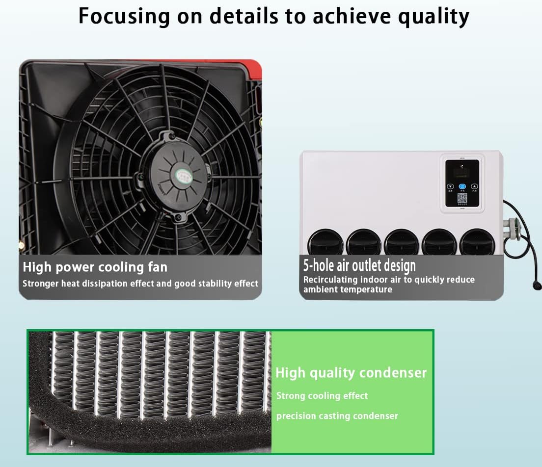 24 Volt dc air Conditioner, rv air Conditioner Truck Engineering Vehicle Camping Van Excavator Agricultural Vehicle Trailer roof AC Unit Wall Mounted (24 volt dc air conditioner)
