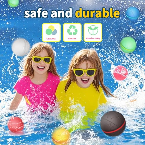 Wasserbomben Wiederverwendbar, Wasserbomben Selbstschließend, Eine Sekunde schnelles Füllen, Geeignet für Kinder, Erwachsene, Wasserschlachten, Pool-Party, Strand, Wasserpark, Outdoor - 6 Stück