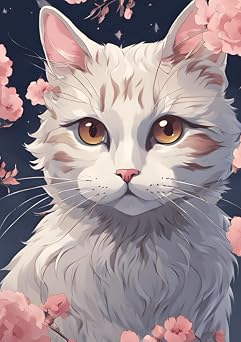 Cat Among Cherry Blossoms Notebook A5 - 64 grid pages