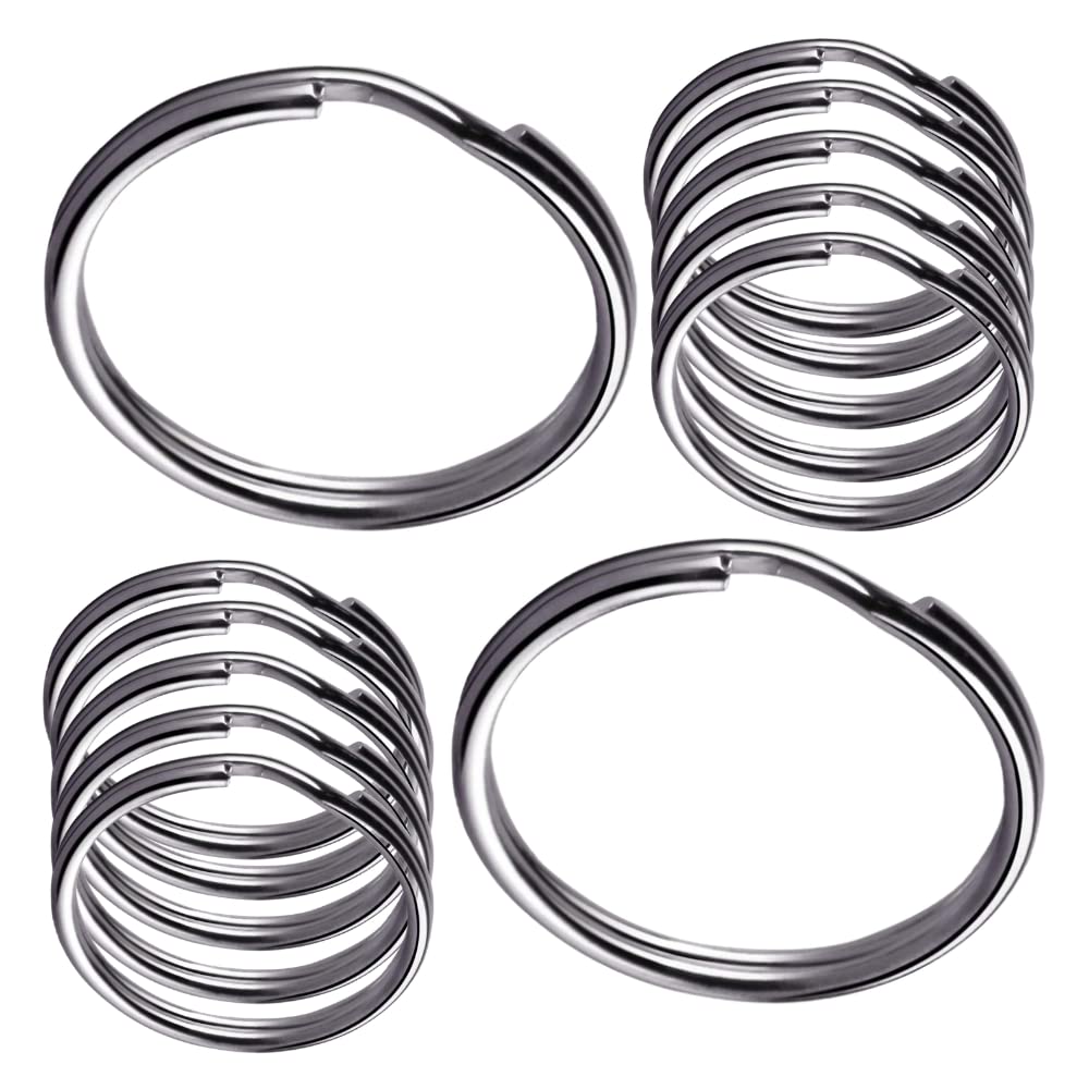 Split Key Rings Steel 32mm Round Flat Key Chains Key Ring Hoop for Car Home Keys Organization Arts & Crafts Lanyards Keys Pack of 100.