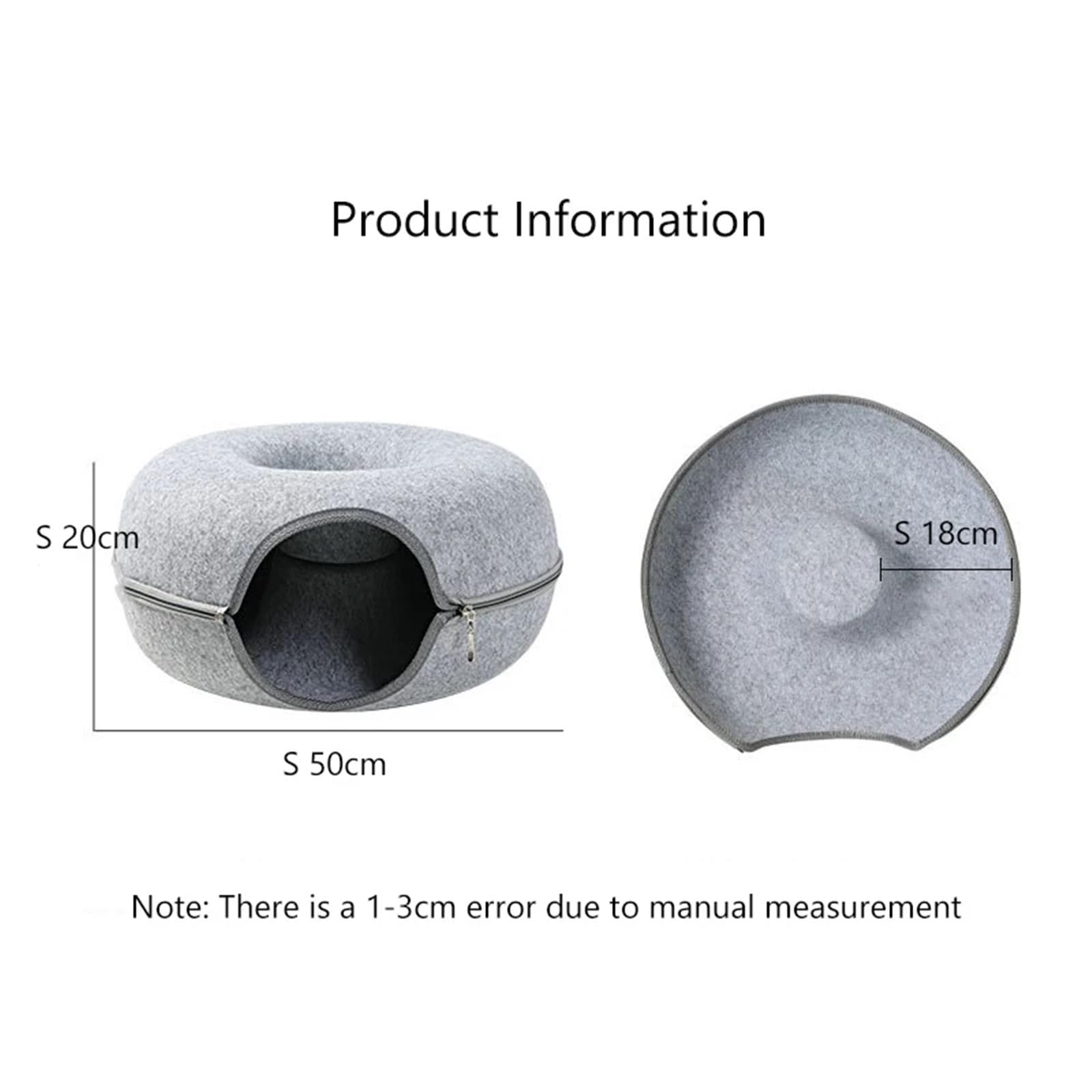 Generisch Katzenbett Donut-Haustier-Katzentunnel, interaktives Spielspielzeug, Katzenbett, Dual-Use-Frettchen, Kaninchen-Betttunnel, Innenspielzeug, Katzenhaus, Kätzchen-Trainingsspielzeug(White)