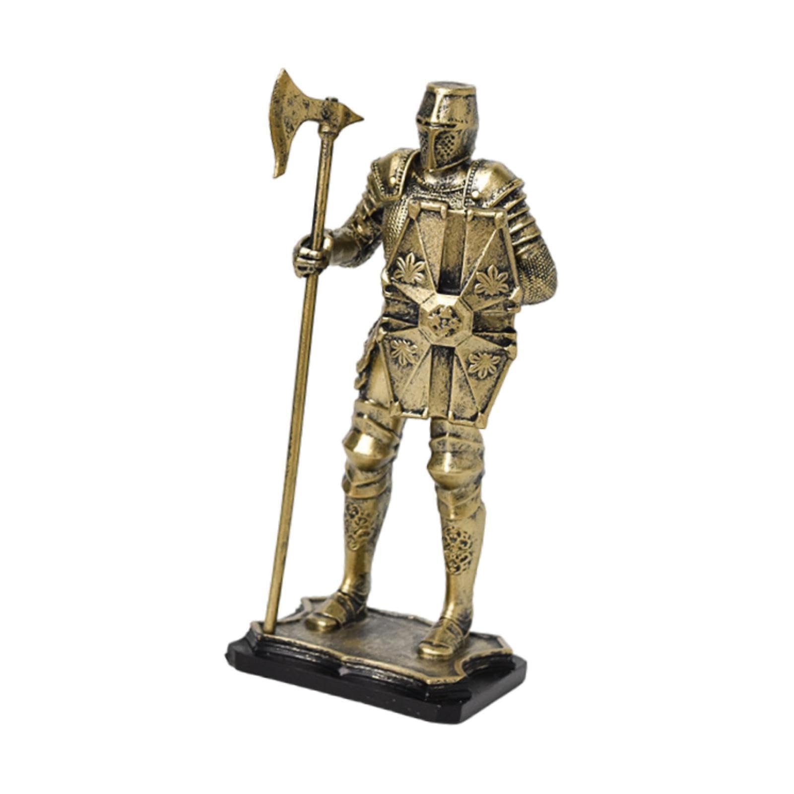 TWISAXC for Creative Gift Knight Figure Statue Home Decor Unique Desktop Ornament for Creative Gift Desktop Figurine Cool Shape, Gold, 7.7x5.9x18 cm