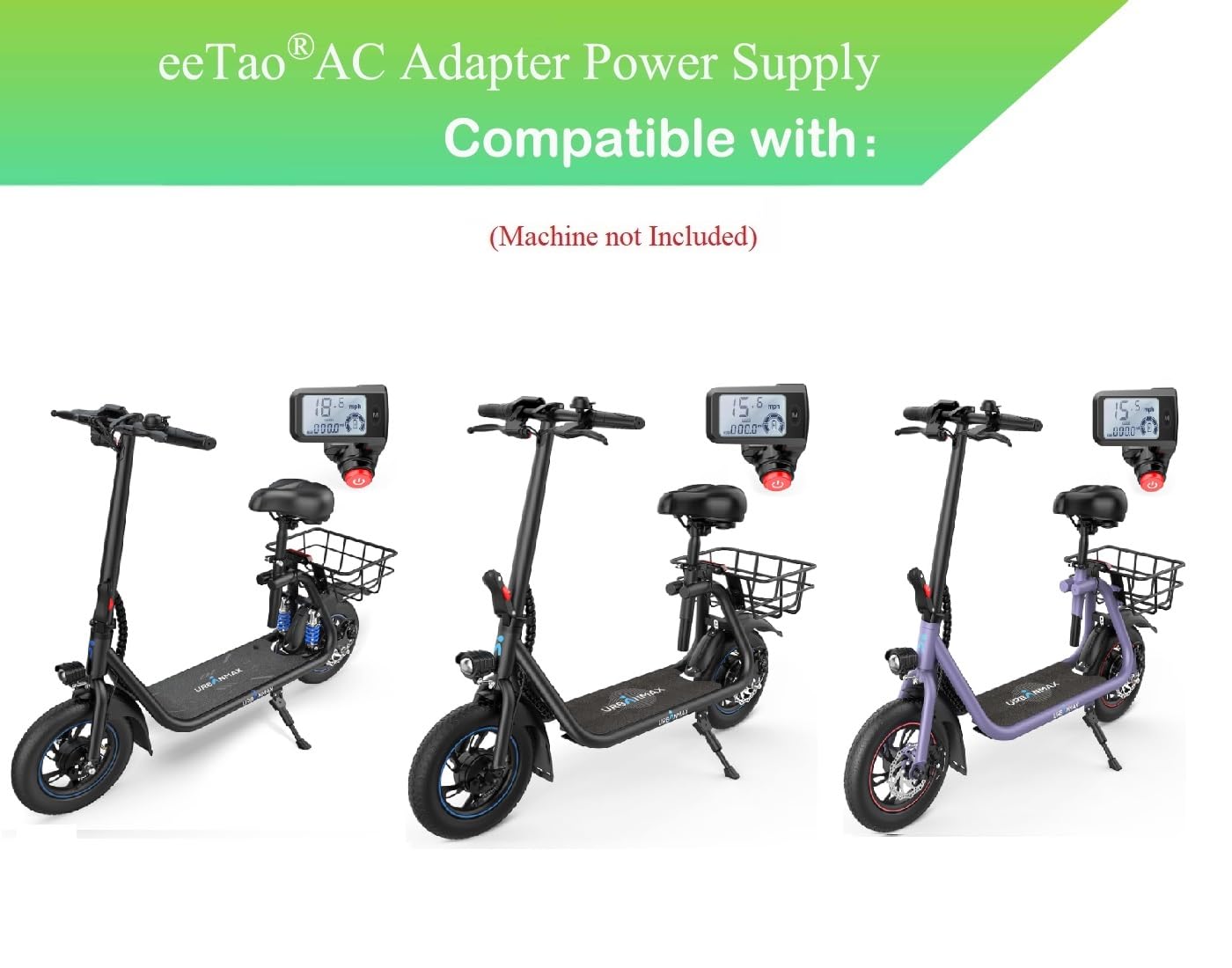 eeTao 42V 1.5A Replacement Charger Compatible with URBANMAX C1 Pro C1 450W Electric Scooter 36V 37V 7.5Ah Li-ion Battery Pack Commuter Bike 42VDC 1.5A DC42V Power Supply Cable Cord