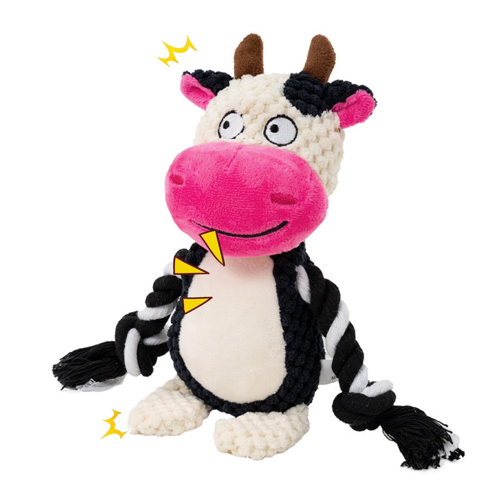 Fadcaer Squeaky Dog Toys: Durable, Interactive Dog Toys with Crinkle Paper, Great for Small and Medium Dogs (Cow)