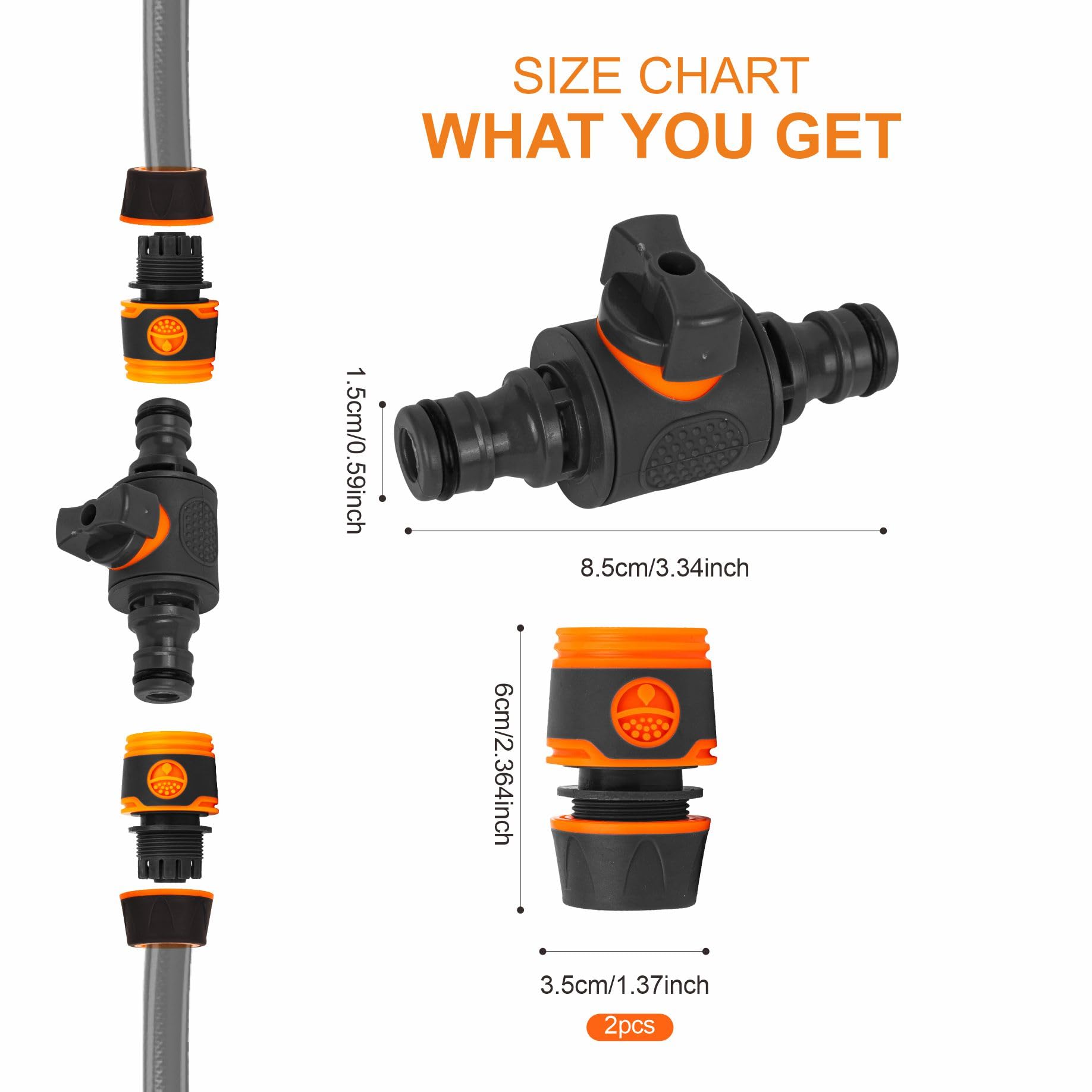 ZSYIULIA Quick Release Hose Connector with Switch Valve Quick Connection in Line Water Shut Off Valve Fitting for Garden Hoses Watering Systems & Outdoor Taps - Image 2