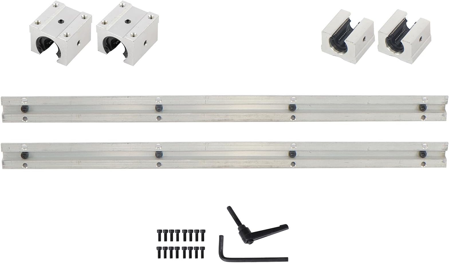 Waltyotur 2 PCS SBR 12-500mm Linear Guideway Rail, 4 SBR12UU Bearing Blocks Sliders, Linear Guide Rails for CNC Equipments