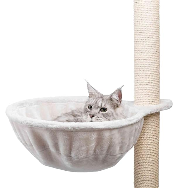 Trixie - Hamaca XL para Rascadores, ø45 cm, Gris Claro, Cama de Repuesto con Estructura Metálica, Refugio…